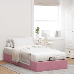 vidaXL Ottoman-Bett ohne Matratze Rosa 100x200 cm Samt