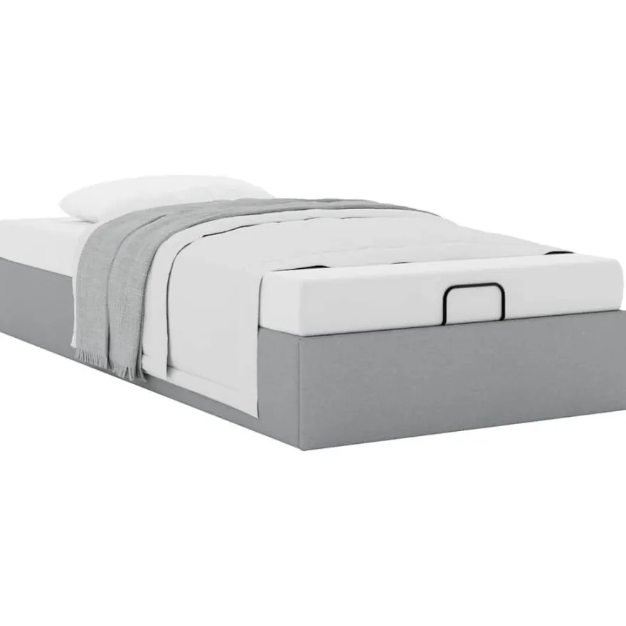 vidaXL Ottoman-Bett ohne Matratze Hellgrau 100x200 cm Stoff