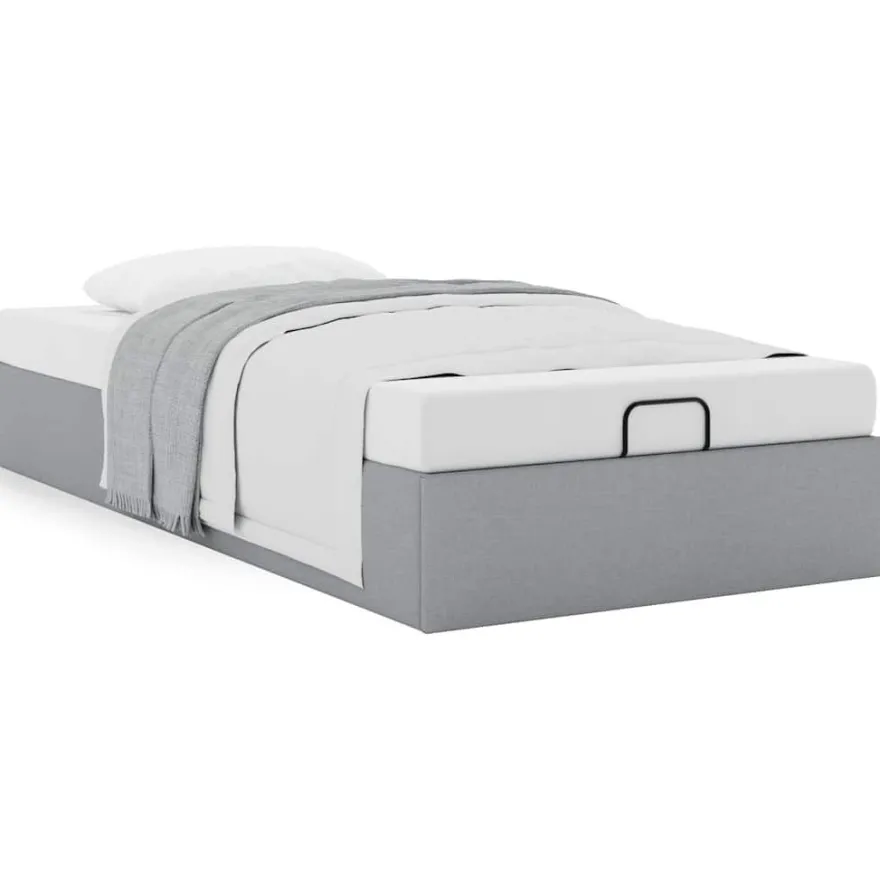 vidaXL Ottoman-Bett ohne Matratze Hellgrau 100x200 cm Stoff