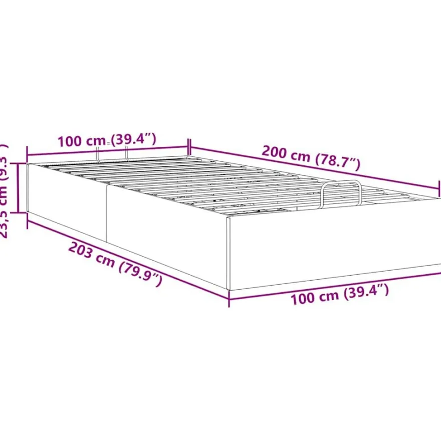 vidaXL Ottoman-Bett ohne Matratze Hellgrau 100x200 cm Stoff