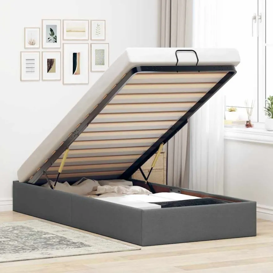 vidaXL Ottoman-Bett ohne Matratze Dunkelgrau 80x200 cm Stoff