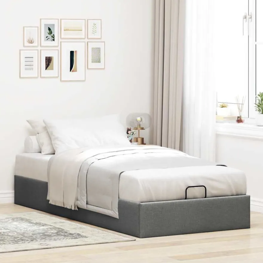 vidaXL Ottoman-Bett ohne Matratze Dunkelgrau 80x200 cm Stoff
