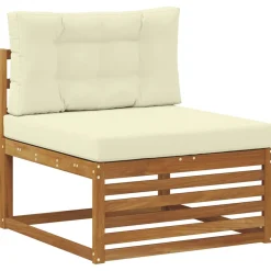 vidaXL Outdoor-Sofagarnitur 6 stk. Natur und Creme Massivholz Akazie