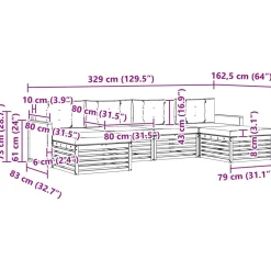 vidaXL Outdoor-Sofagarnitur 6 stk. Natur und Creme Massivholz Akazie