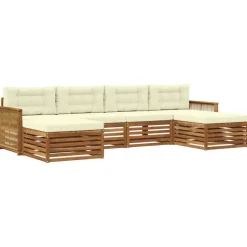 vidaXL Outdoor-Sofagarnitur 6 stk. Natur und Creme Massivholz Akazie