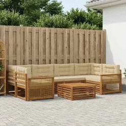 vidaXL Outdoor-Sofagarnitur 7 stk. Natur und Beige