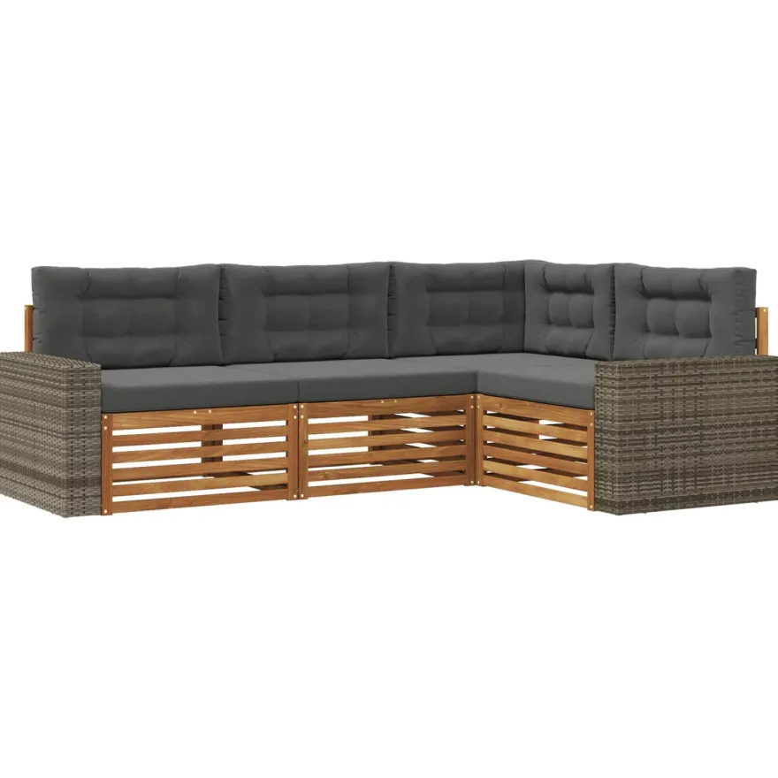 vidaXL Outdoor-Sofagarnitur 4 stk. Natur und Anthrazit Polyester