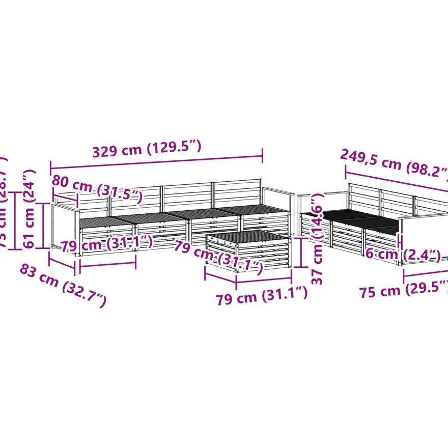 vidaXL Outdoor-Sofagarnitur 8 stk. Natur Massivholz Akazie