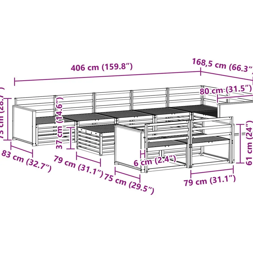 vidaXL Outdoor-Sofagarnitur 9 stk