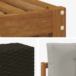 vidaXL Outdoor-Sofagarnitur 7 stk. Natürlich und Hellgrau Polyester