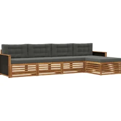 vidaXL Outdoor-Sofagarnitur 5 stk. Natur und Anthrazit Polyester