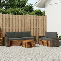 vidaXL Outdoor-Sofagarnitur 6 stk. Natur und Anthrazit