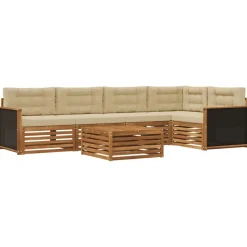 vidaXL Outdoor-Sofagarnitur 6 stk. Natur und Beige Polyester