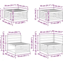 vidaXL Outdoor-Sofagarnitur 9 stk. Natur Massivholz Akazie