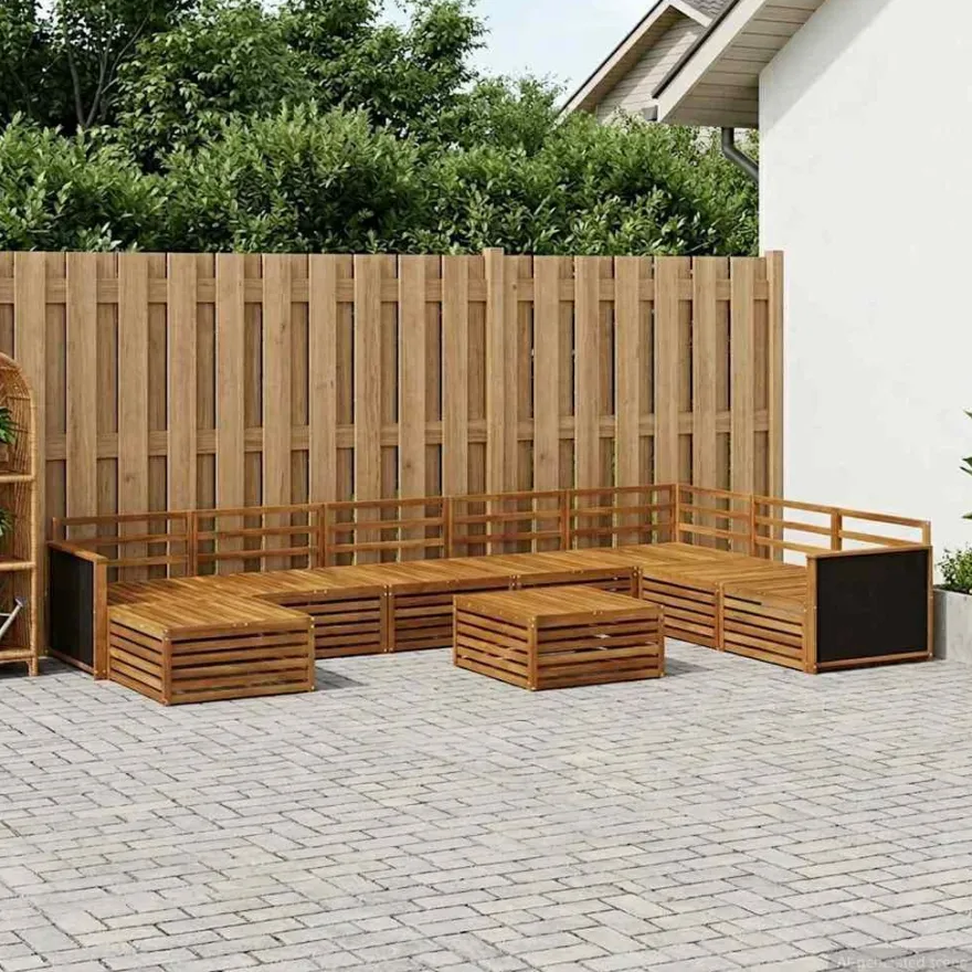 vidaXL Outdoor-Sofagarnitur 9 stk. Natur Massivholz Akazie