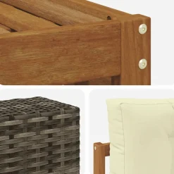 vidaXL Outdoor-Sofagarnitur 7 stk. Natur und Creme