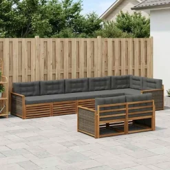 vidaXL Outdoor-Sofagarnitur 8 stk. Natur und Anthrazit