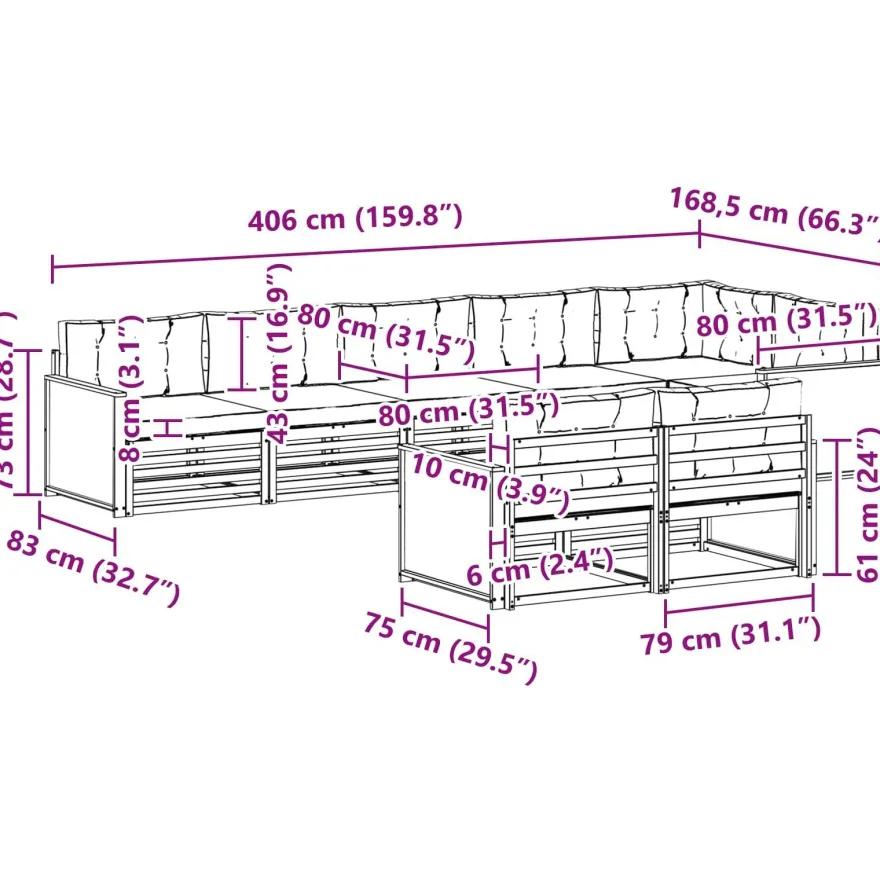 vidaXL Outdoor-Sofagarnitur 8 stk. Natur und Anthrazit