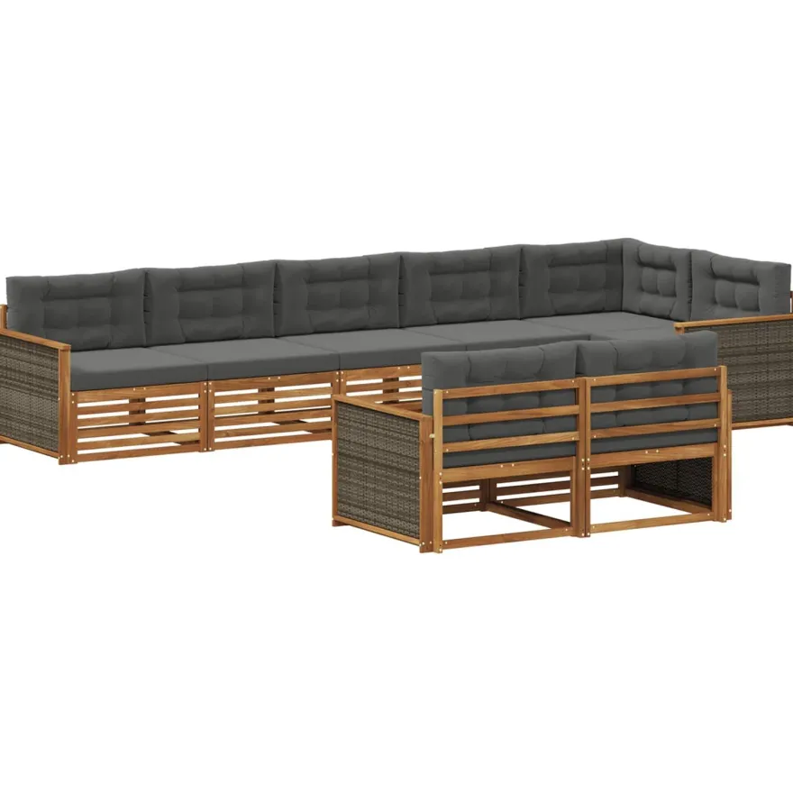 vidaXL Outdoor-Sofagarnitur 8 stk. Natur und Anthrazit