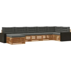 vidaXL Outdoor-Sofagarnitur 7 stk. Natur und Anthrazit