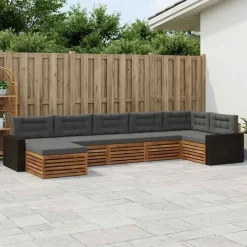 vidaXL Outdoor-Sofagarnitur 7 stk. Natur und Anthrazit