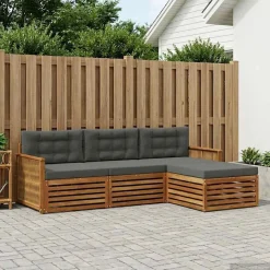 vidaXL Outdoor-Sofagarnitur 4 stk. Natur und Anthrazit
