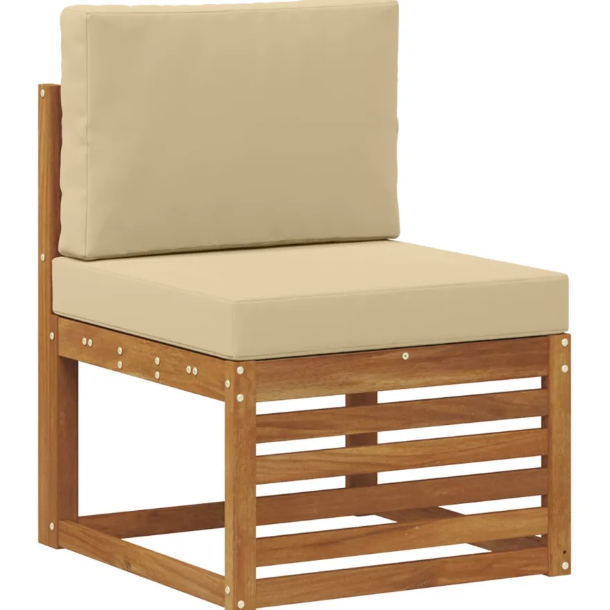 vidaXL Outdoor-Sofagarnitur 6 stk. Natur und Beige Massivholz Akazie