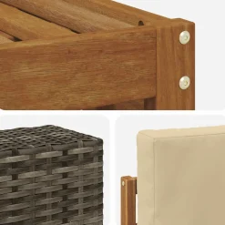 vidaXL Outdoor-Sofagarnitur 6 stk. Natur und Beige Massivholz Akazie