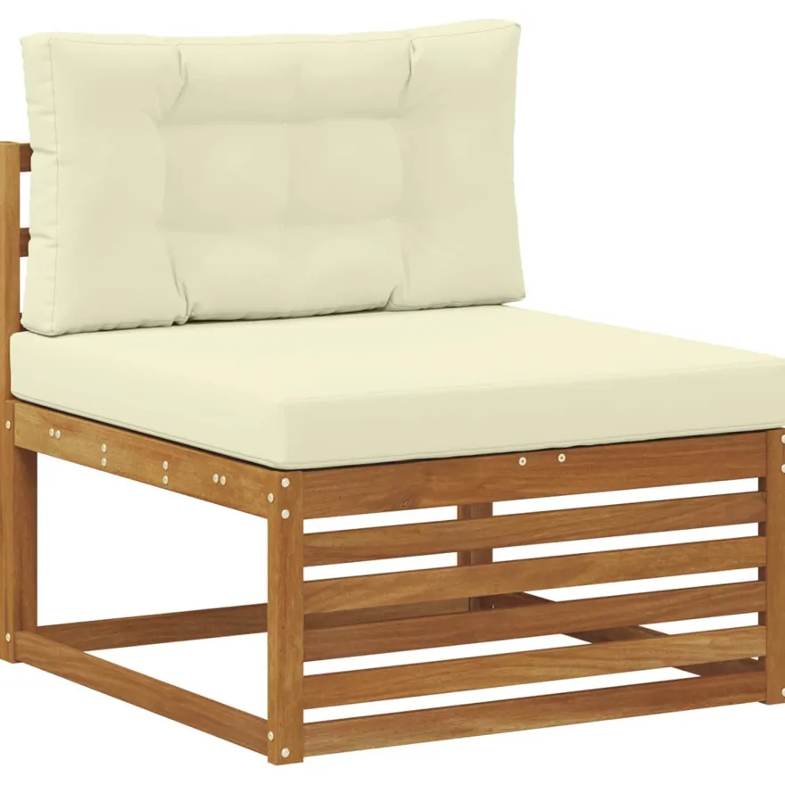vidaXL Outdoor-Sofagarnitur 7 stk. Natur und Creme