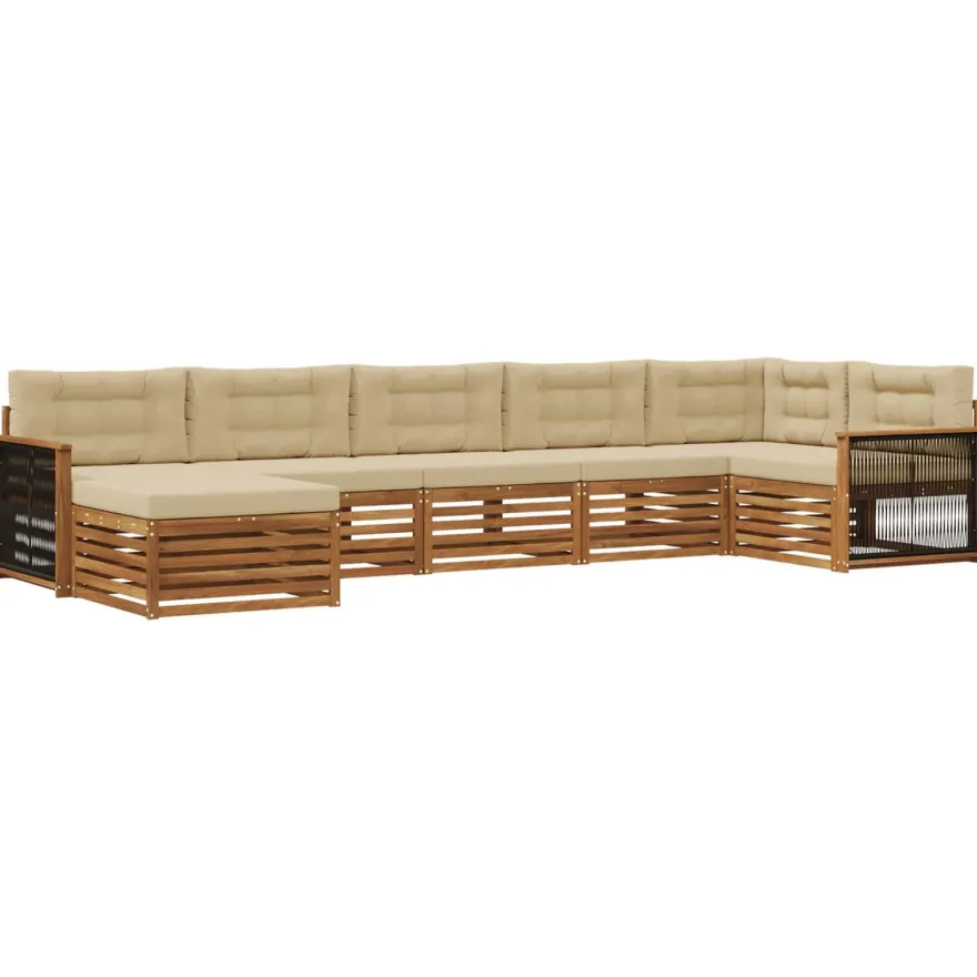 vidaXL Outdoor-Sofagarnitur 7 stk. Natur und Beige