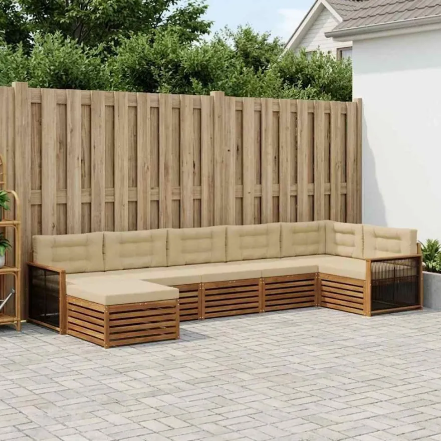 vidaXL Outdoor-Sofagarnitur 7 stk. Natur und Beige