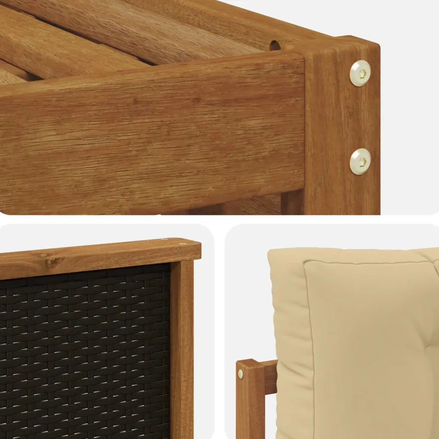 vidaXL Outdoor-Sofagarnitur 5 stk. Natur und Beige Polyester
