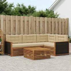 vidaXL Outdoor-Sofagarnitur 5 stk. Natur und Beige Polyester