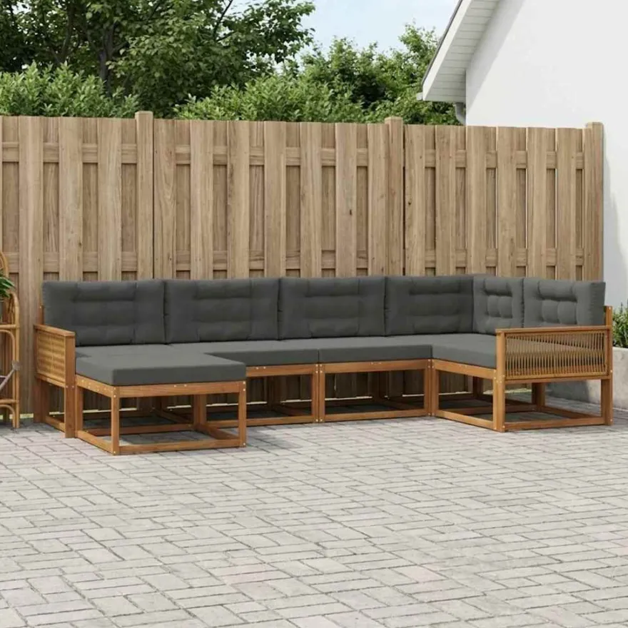 vidaXL Outdoor-Sofagarnitur 6 stk. Natur und Anthrazit