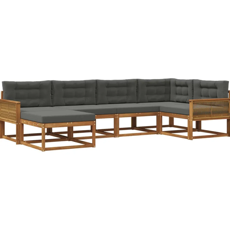 vidaXL Outdoor-Sofagarnitur 6 stk. Natur und Anthrazit