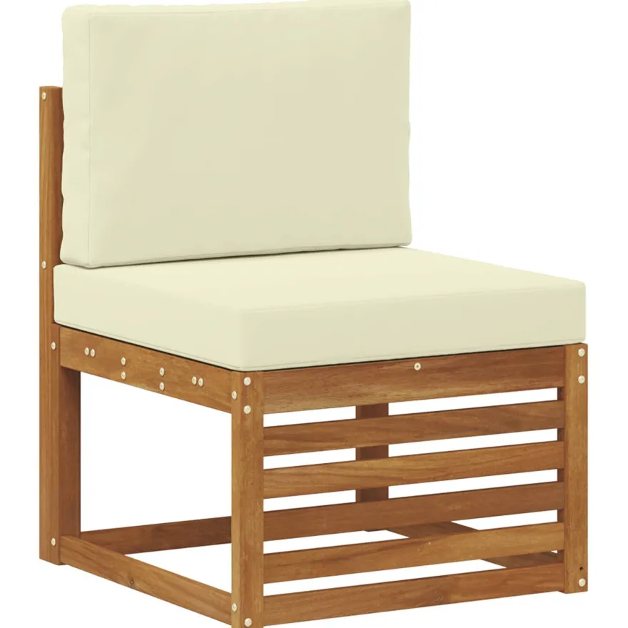 vidaXL Outdoor-Sofagarnitur 5 stk. Natur und Creme Massivholz Akazie