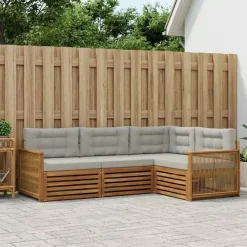vidaXL Outdoor-Sofagarnitur 4 stk. Natürlich und Hellgrau