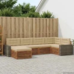 vidaXL Outdoor-Sofagarnitur 6 stk. Natur und Beige