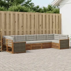 vidaXL Outdoor-Sofagarnitur 7 stk. Natürlich und Hellgrau
