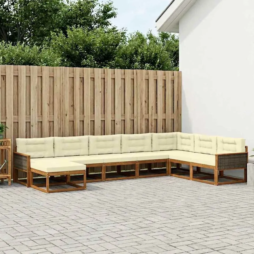 vidaXL Outdoor-Sofagarnitur 8 stk. Natur und Creme