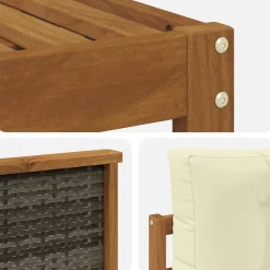 vidaXL Outdoor-Sofagarnitur 8 stk. Natur und Creme