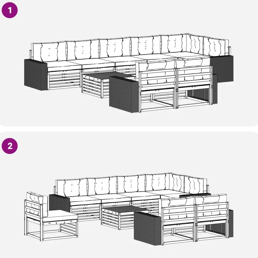 vidaXL Outdoor-Sofagarnitur 9 stk