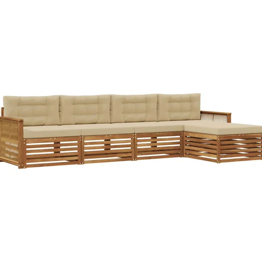 vidaXL Outdoor-Sofagarnitur 5 stk. Natur und Beige
