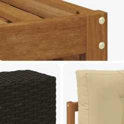 vidaXL Outdoor-Sofagarnitur 5 stk. Natur und Beige Massivholz Akazie