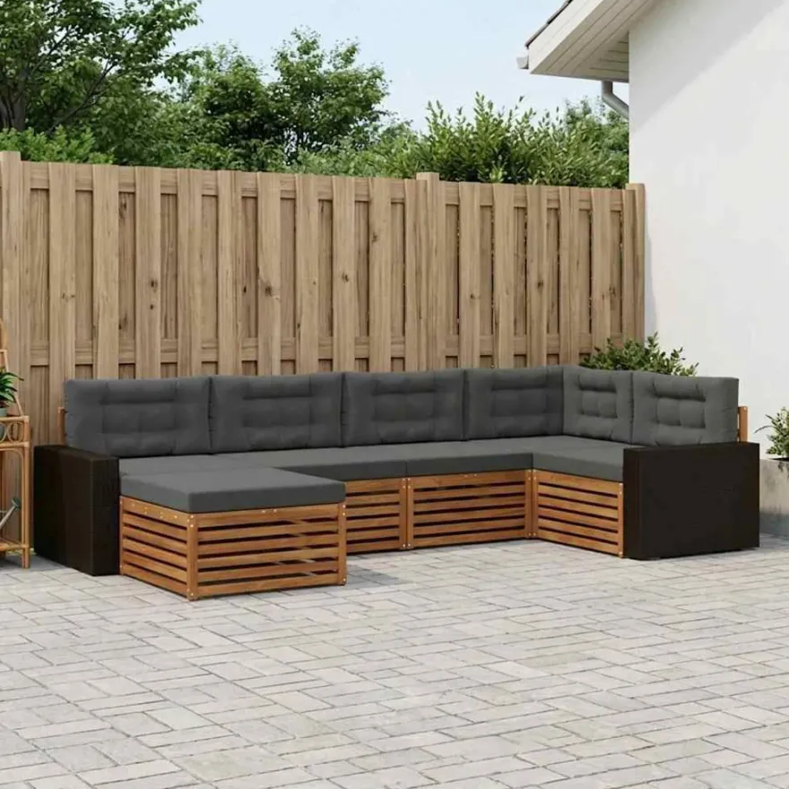 vidaXL Outdoor-Sofagarnitur 6 stk. Natur und Anthrazit