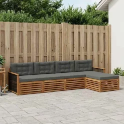 vidaXL Outdoor-Sofagarnitur 5 stk. Natur und Anthrazit