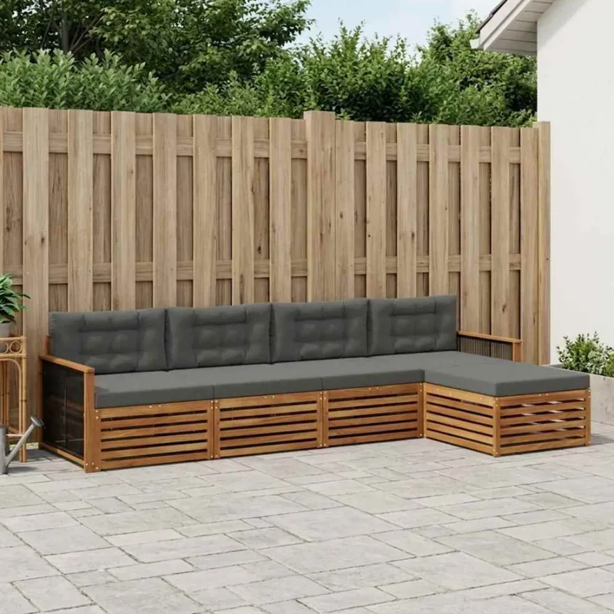 vidaXL Outdoor-Sofagarnitur 5 stk. Natur und Anthrazit