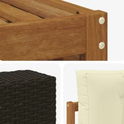 vidaXL Outdoor-Sofagarnitur 6 stk. Natur und Creme Polyester