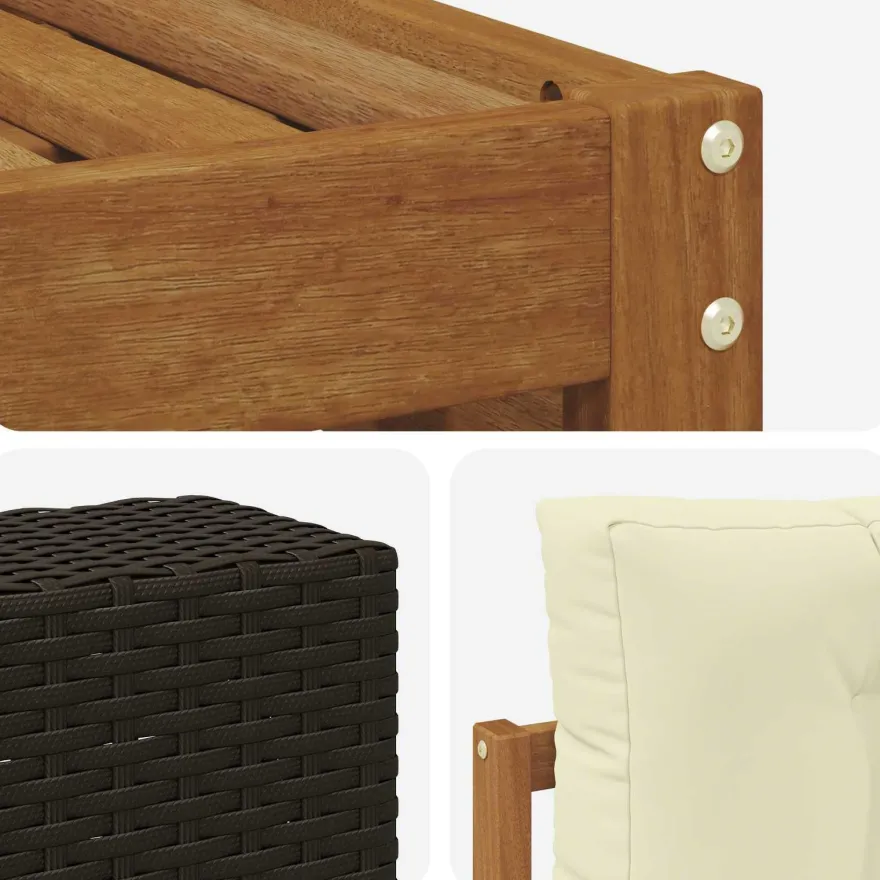 vidaXL Outdoor-Sofagarnitur 6 stk. Natur und Creme Polyester
