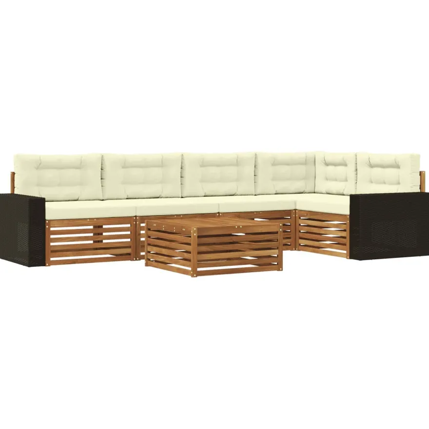 vidaXL Outdoor-Sofagarnitur 6 stk. Natur und Creme Polyester